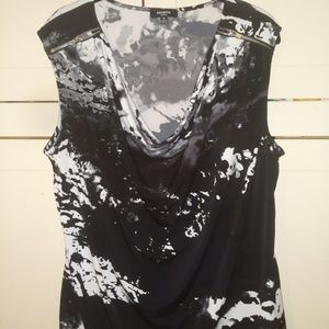 Womens Plus size 2X Black&White Mock Cowl Neck Top